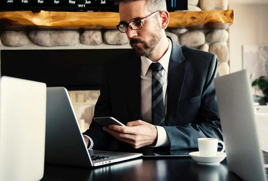 man using laptop